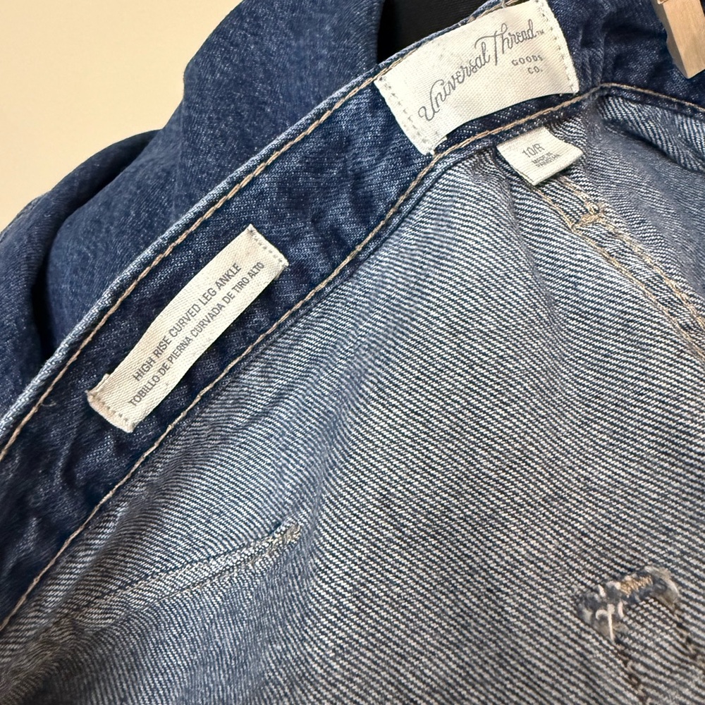 Universal Threads High Rise Barrel Leg Button Fly Dark Blue Women's Jeans 10 - Picture 8 of 10